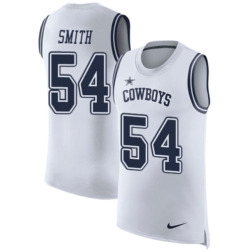 Nike Cowboys #54 Jaylon Smith White Men's Stitched NFL Limited Rush Tank Top Jersey - Click Image to Close
